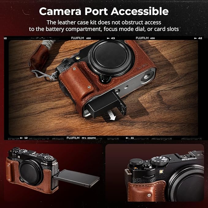 SMALLRIG X-M5 Leather Half Case Kit for FUJIFILM X-M5, Including Leather Half Case, Wrist Strap, Genuine Leather Material, Portable and Protecting (Brown) - 4880