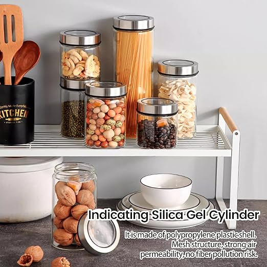 100pcs 2 Gram Food Safe Desiccant Canisters, Indicating [Orange to White] Silica Gel Capsules for Storage, Moisture Absorbers Canister