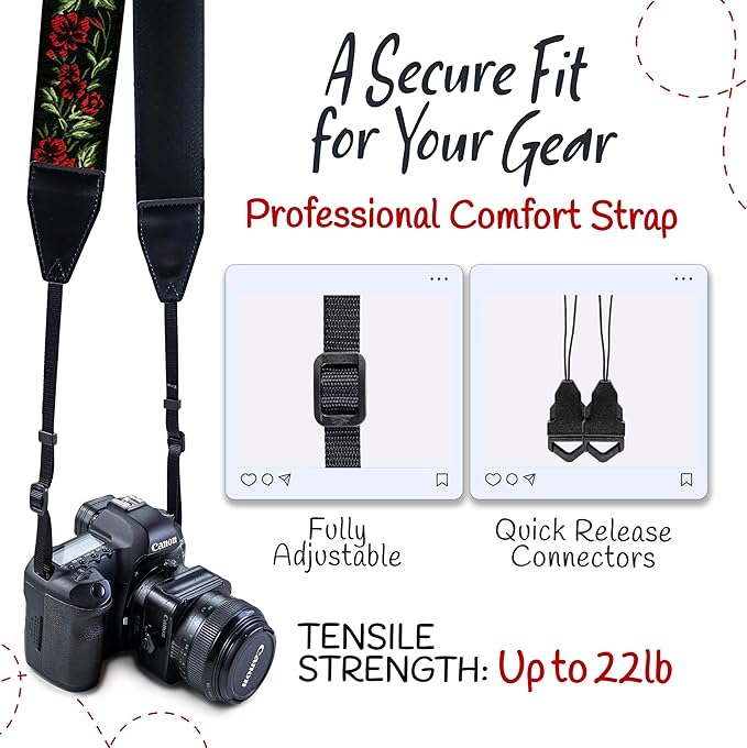 Art Tribute Camera Strap for All DSLR and Mirrorless Cameras. Add Your Name Or Initials Make It a Personalized Gift