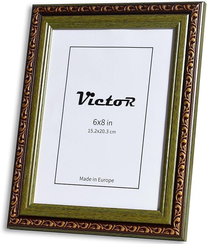 VictoR Picture Frame Chagall 6x8 Brown Green - Vintage Picture Frames with Shutterproof Acrylic Glass - 6 x 8 Photo Frame - Brown Picture Frames - Antique