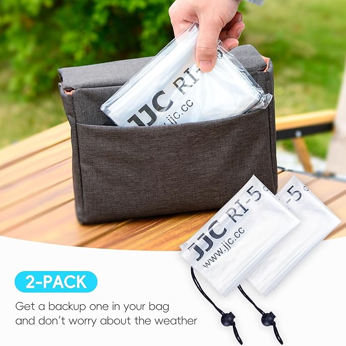 JJC DSLR Camera Rain Cover, Rain Coat Sleeve Protector for Canon Nikon Fujifilm Sony Olympus Panasonic Pentax Sigma with a Lens up to 18", PE Material Clear See-Through(2 Pack)