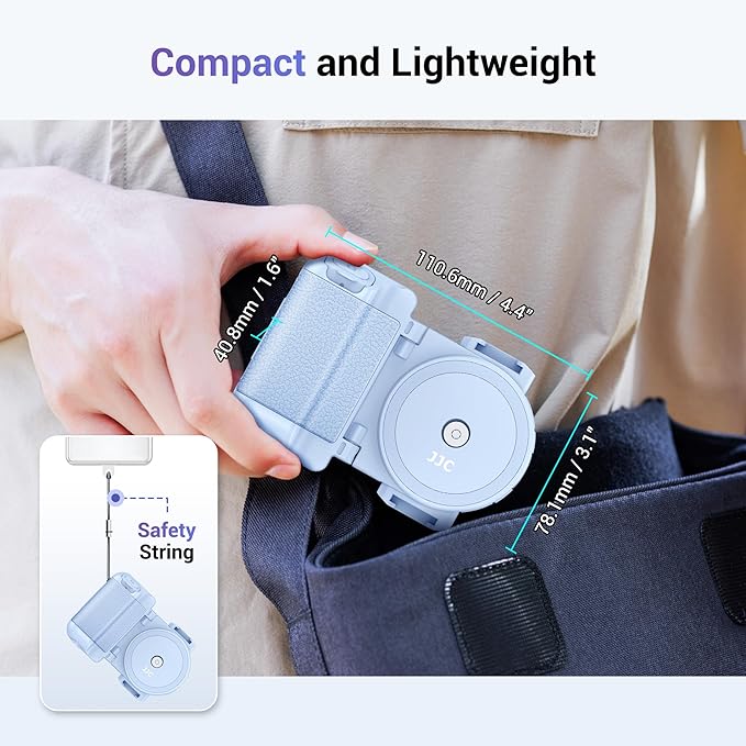 Phone Camera Grip Smartphone Photography Shooting Clip with Tripod Mount & Detachable Wireless Shutter Remote Control, Phone Selfie Grip Handle Stand for iPhone Samsung Android Phone Vlog Video Blue