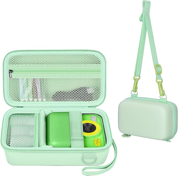 Leayjeen Kids Camera Case Compatible with Cimizi/Gofunly/Aasonida/CAMCLID/LETSHAHA Kids Instant Print Camera, Kids Instant Camera for 1080P Printed Photos,Birthday Gifts for Kids-Green(Case Only)