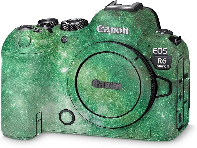 Glossy Glitter Camera Skin Compatible with Canon EOS R6 Mark II Camera (2022) - Green Stars - Premium 3M Vinyl Protective Wrap Decal Cover - Easy to Apply | Crafted in The USA by MightySkins