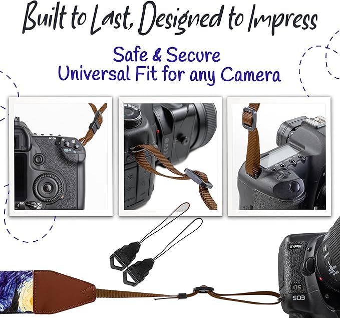 Art Tribute Camera Strap for All DSLR and Mirrorless Cameras. Add Your Name Or Initials Make It a Personalized Gift