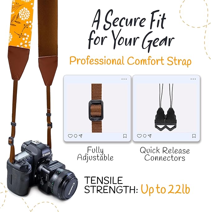 Art Tribute Camera Strap for All DSLR and Mirrorless Cameras. Add Your Name Or Initials Make It a Personalized Gift