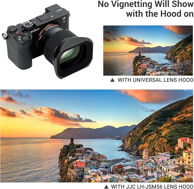 JJC Metal Square Lens Hood Shade for Sigma 56mm f/1.4 DC DN Contemporary Lens, Replaces Sigma LH-582-01 Lens Hood, with Protective Hood Cap, Not Affect The Use of 55mm Filter