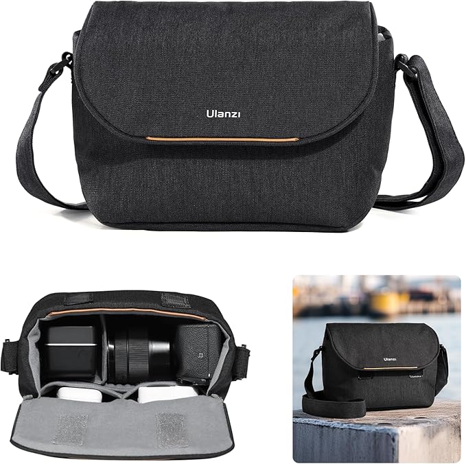 ULANZI Camera Bag, SLR/DSLR Camera Case Professional, Crossbody Photography Small Bag Fashion, Shoulder Bag for Women and Men Compatible for Sony Canon Nikon Mirrorless Camera Lightweight Black