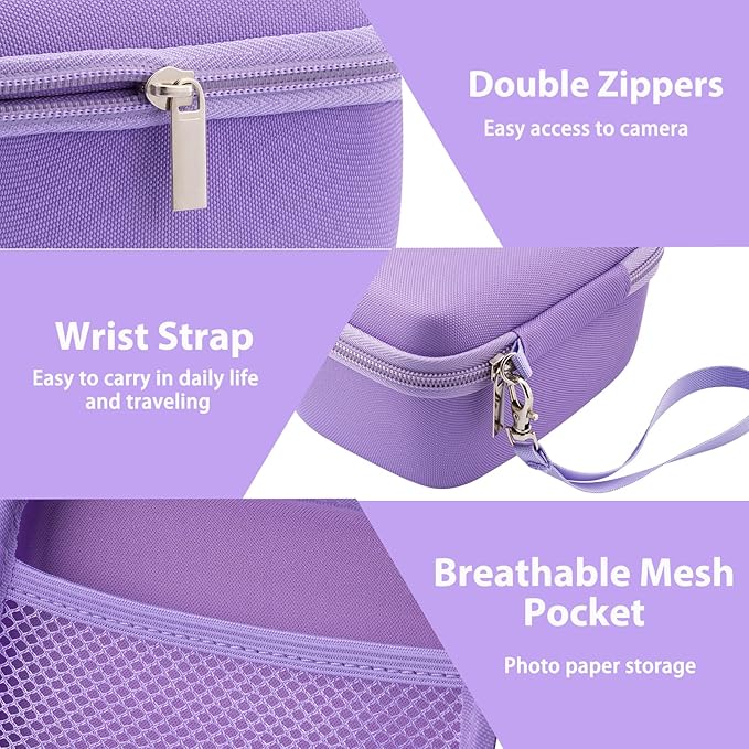 Hard Portable Case Compatible with Polaroid Go 9035 for Generation 2 Instant Print Camera, Film Cameras Storage with Mesh Pocket for Color Films (case only) (Purple)