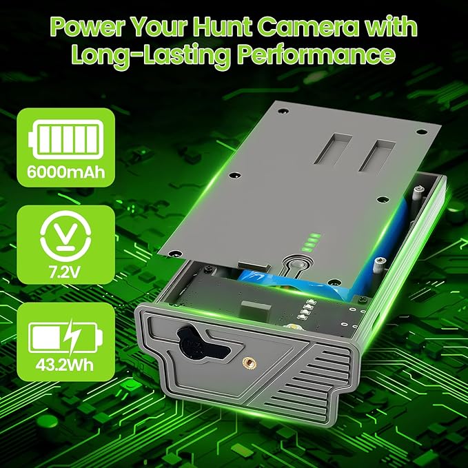 COOLSHOW Reveal Hunting Camera Battery 2 Packs 6000mAh 7.2V Rechargeble Lipo Lithium ion Battery Compatible with Tatacam Hunting Camera X Gen 2.0,X Gen 3.0,X,XB,SK,X Pro,Pro 3.0