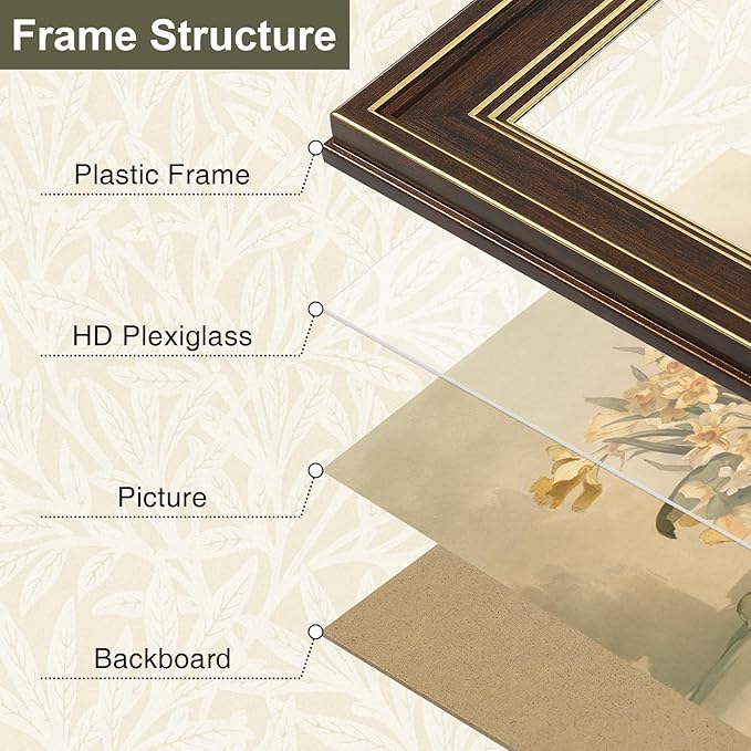 Vittanly 4x6 Picture Frame Set of 4, Vintage Photo Frame for Wall or Tabletop, Display 4x6 Pictures, Rustic Farmhouse Home Decor, Brown