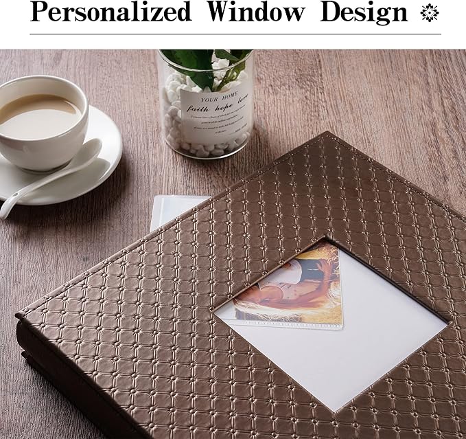 Mublalbum Small Photo Album 4x6 200 Photos Leather Cover Picture Book with Horizontal Pockets for Baby Wedding Anniversary and Family (Brown)
