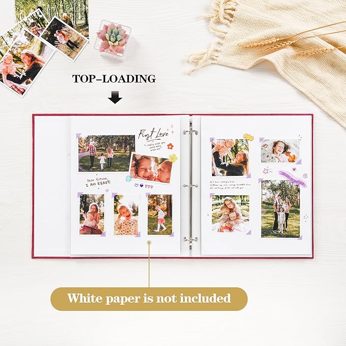 Mublalbum 8.5x11 Inch DIY Scrapbook Photo Album with 40 Plastic Sleeves 80 Pages Top-Loading Protectors, Linen Cover 3-Ring Binder for Baby Wedding Travel and DIY Projects (Grey)