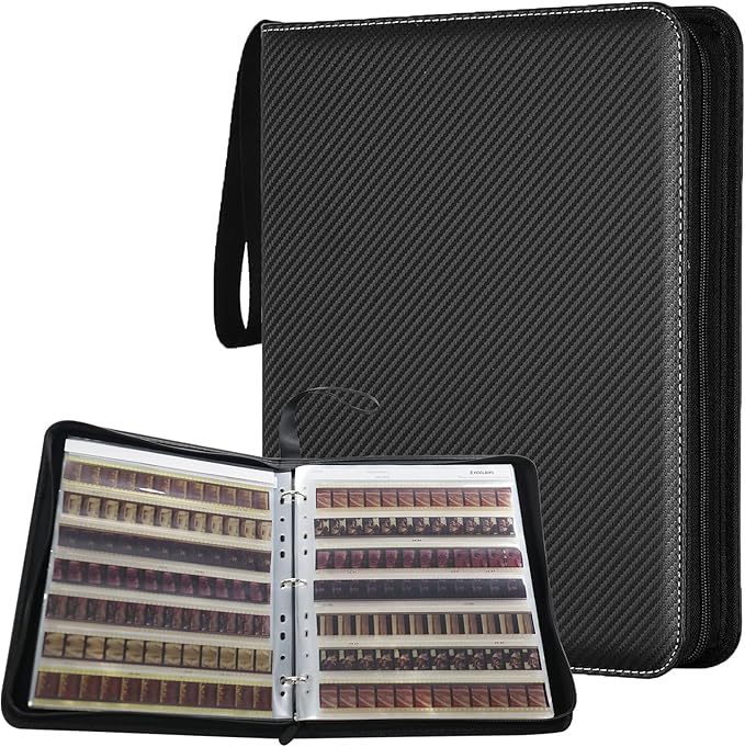 Acid-Free Archival Film Storage Box with 3-Ring Binder, Compatible with 135/35mm/120/4x5/8x10 Negative Pages, Dustproof Protector for Film Sleeves & Negatives