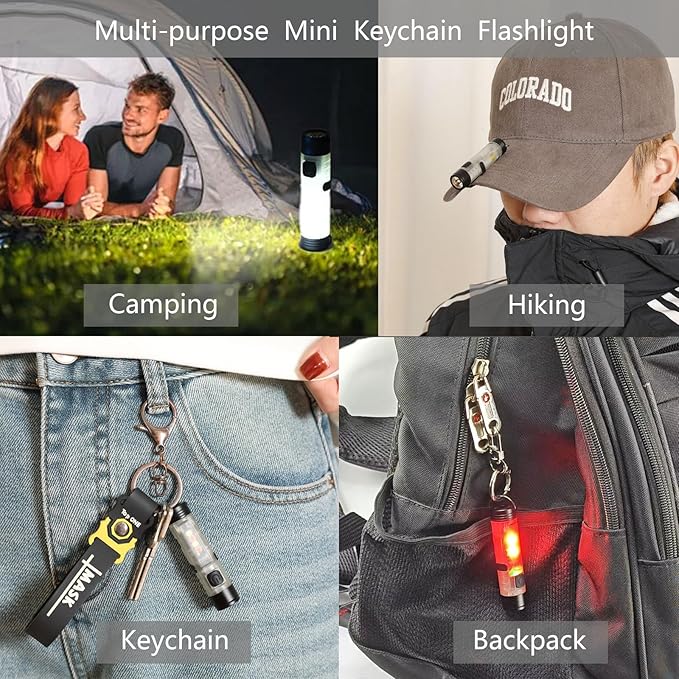 3 Pack Rechargeable Keychain Flashlight, 300 Lumens USB C Rechargeable EDC Flashlights, Portable Small Mini Tiny Led Flashlight with Pocket Clip for Camping, Hiking, Emergencies Travel