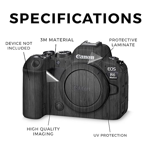Camera Skin Compatible with Canon EOS R6 Mark II Camera (2022) - Black Wood - Premium 3M Vinyl Protective Wrap Decal Cover - Easy to Apply | Crafted in The USA by MightySkins