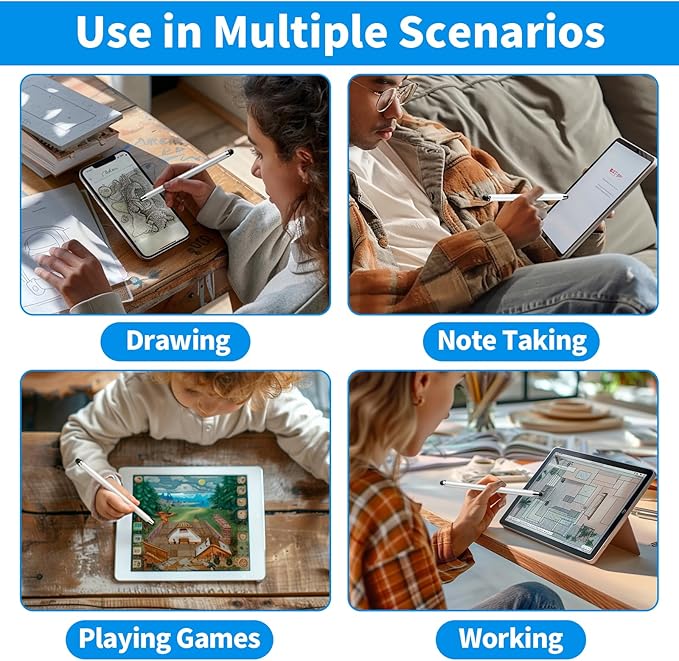 Stylus Pen for Touchscreen,5 PCS Stylus,Stylus 2-in-1 High Sensitivity Precision Suitable for Touch Screens of iPhone/ipad/Android Tablet(White)