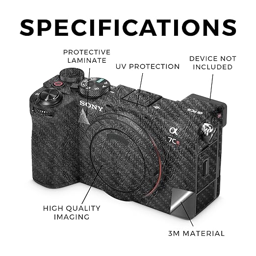 Carbon Fiber Camera Skin Compatible with Sony Alpha 7CR Camera (2023) - Black Leather - Premium 3M Vinyl Protective Wrap Decal Cover - Easy to Apply | Crafted in The USA by MightySkins