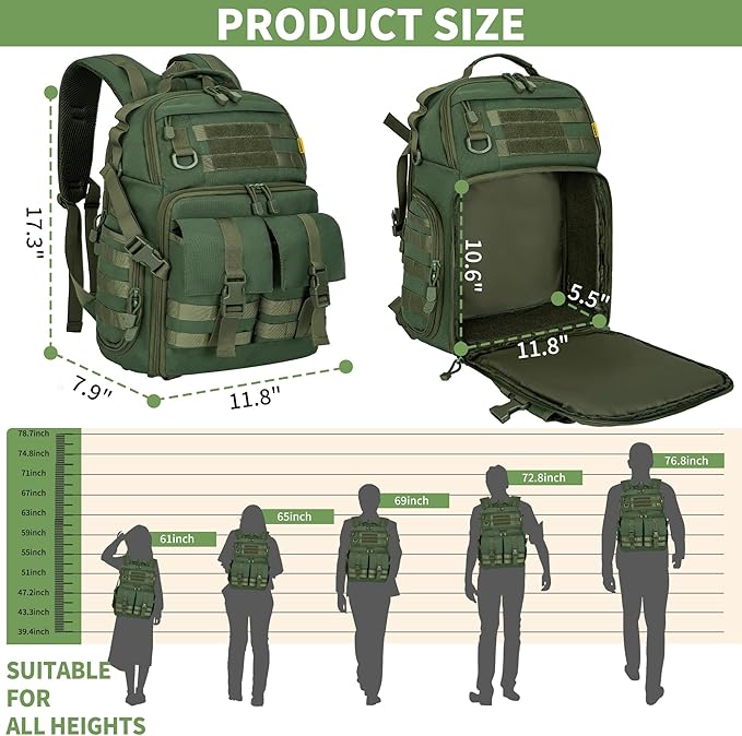 TORIBIO Camera Backpack for DSLR/SLR/Mirrorless Photography Camera, Waterproof Tactical Camera Travel Bag Backpack Case with 15.6" Laptop Compartment, Rain Cover & Tripod Holder