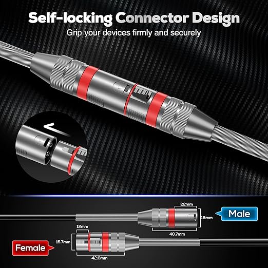 XLR Cables 100FT 2 Pack, Premium Heavy Duty Balanced Microphone Cable with 3-Pin XLR Male to Female Microphone Cord Connector Compatible with Microphones, Mixer,Speaker Systems,Preamps and More