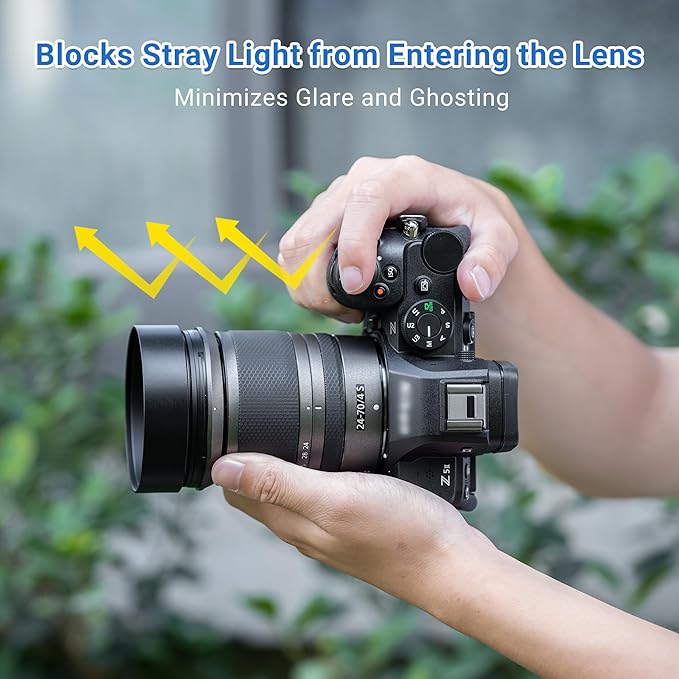 JJC 55mm Screw-in Mount Standard Aluminum Metal Lens Hood Shade for Lenses with 55mm Front Filter Thread for Nikon AF-P DX Nikkor 18-55mm f/3.5-5.6G,Sony 85mm f/2.8 Alpha A-Mount Standard Prime Lens