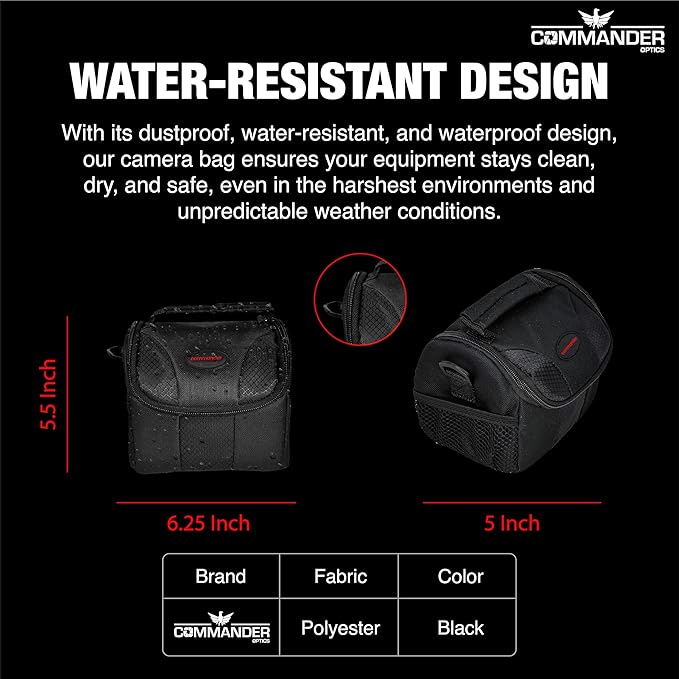 Small Camera Bag - Water Resistant, Soft Padded, Compact Travel Bag for Canon EOS, Nikon, Sony & More DSLR Cameras/Camcorders Ample Storage and Protection for Your Equipment (Small)