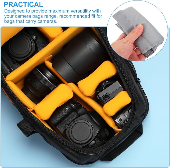 PATIKIL Camera Bag Divider, 2Pcs 4.72"x3.54"x0.31" Shockproof Camera Bag Inserts Separator Pad Protective Lens for Nikon Camera DSLR Protect Bag Organizer Universal Divider Cushion, Gray