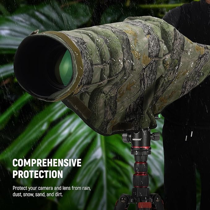 NEEWER PB020 Large Waterproof Rain Cover for Canon Sony Nikon Fujifilm DSLR Camera & Lenses up to 400 mm on Both Sides Camouflage Green Nylon