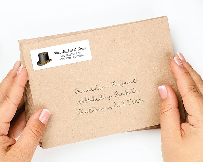 Personalized Return Address Labels - Vintage Elements - Over 80 Images to Choose from - Custom Self Adhesive Stickers for Envelopes (60-960 Labels) (Colorful Inkwell Style)