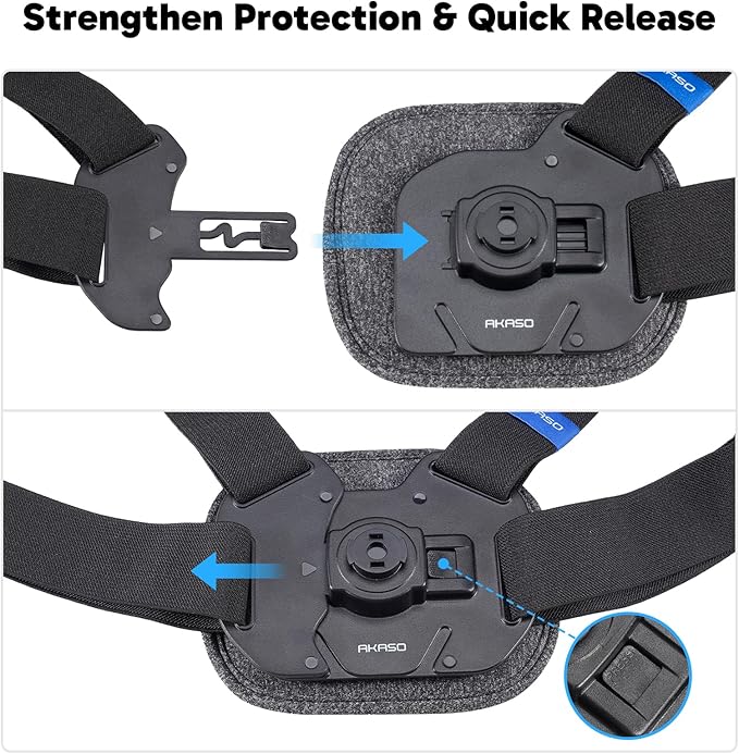 AKASO Quick Release Adjustable Chest Mount Harness Strap for GoPro Hero 13 12 11 10 9, EK7000/EK7000 Pro, V50 X, Brave 4/4 Pro/7 LE/7/8 Action Cameras
