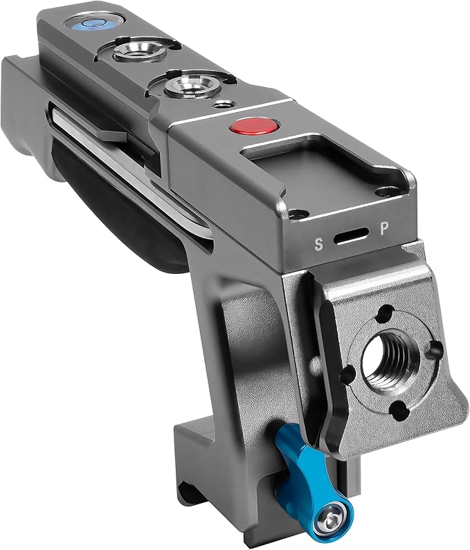 KONDOR BLUE | Talon XL Top Handle with Trigger REC for Cameras | NATO Rail, Arri mounts, Cold Shoes, Remote Start/Stop REC Button, Molded Rubber Grip, & Bubble Level | Space Gray
