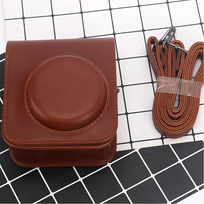 Frankmate Protective Case Compatible with Mini 12 Instant Film Camera with Accessory Pocket and Adjustable Strap (Brown)