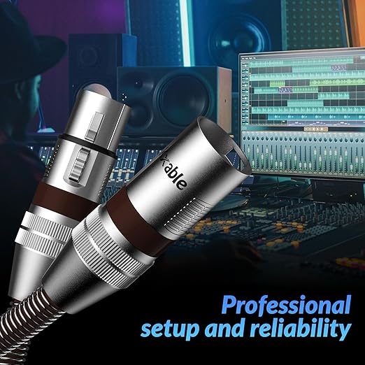 XLR Microphone Cable 25 FT, XLR Male to Female Balanced Mic Cable, 3-Pin Shielded Speaker Cord, Zinc Alloy Connectors, 22AWG Pure Copper, Metal Spring SR, Recording Studio, Podcast, Brown