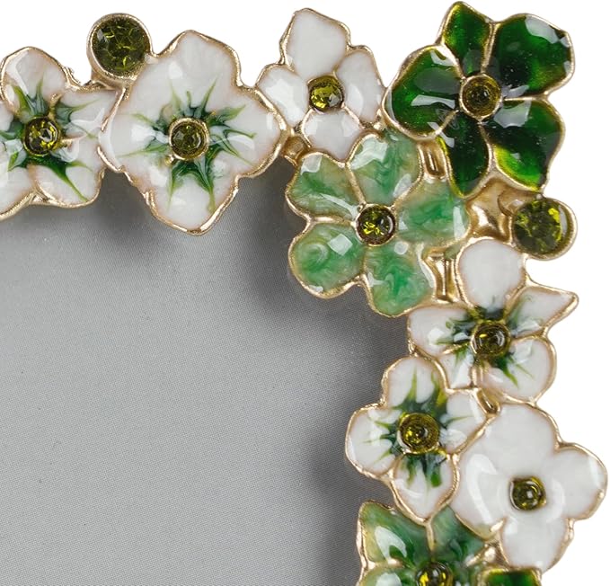 Green Flower Picture Frame 5x7 Blossom Photo Frame for Tabletop Display, Decorative Flower Design Home Decor