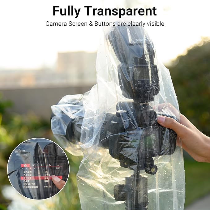 2 Pack 18" Long Camera Rain Cover with Flash Dust Sleeve Protector for Canon EOS R5 R6 Rp 5D 6D 7D 90D 80D 77D 70D Z7II Z6II Z5 Z50 D850 D810 D780 D750 D610 D500 D3500 D5600 D7500