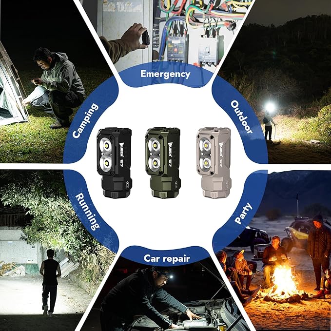 WUBEN E7 1800 Lumen Rechargeable Mini Flashlight with Magnet - Super Bright 6 Modes Khaki EDC Flashlights, Typ-C Rechargeable LED; IP68 Pocket Flashlight for Headlamp Use, Rescue, Camping