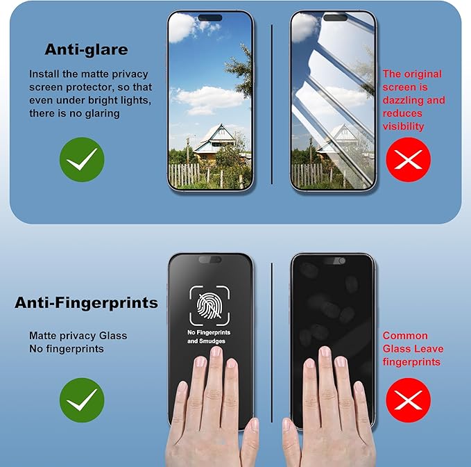 SHANG PIN JIA 2 Pack Matte Screen Protector for iPhone 17&16 Pro 6.3-Inch Auto Dust Removal, No Bubbles, Tempered Glass Film, Easy Installation