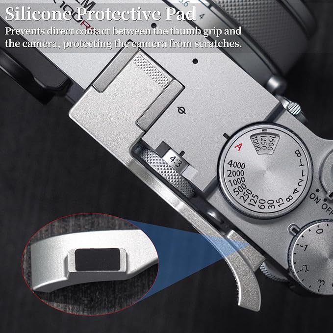 Thumb Up Grip ，Compatible with Fujifilm Fuji GFX100RF Camera, Hot Shoe Thumb Rest Support Grip ，Original all-aluminum retro diamond engraving technology | Improves shooting stability (SilverA)
