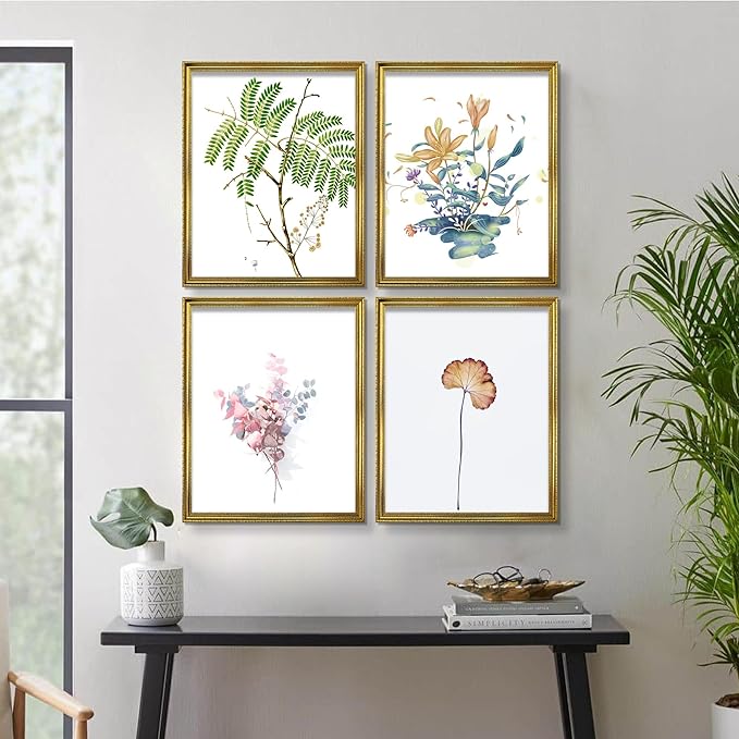 BESCRCL 16x20 Picture Frame Gold, Frames for Wall Display, Rustic Vintage Photo Frame with Shatterproof Crystal Acrylic, 4 Pack