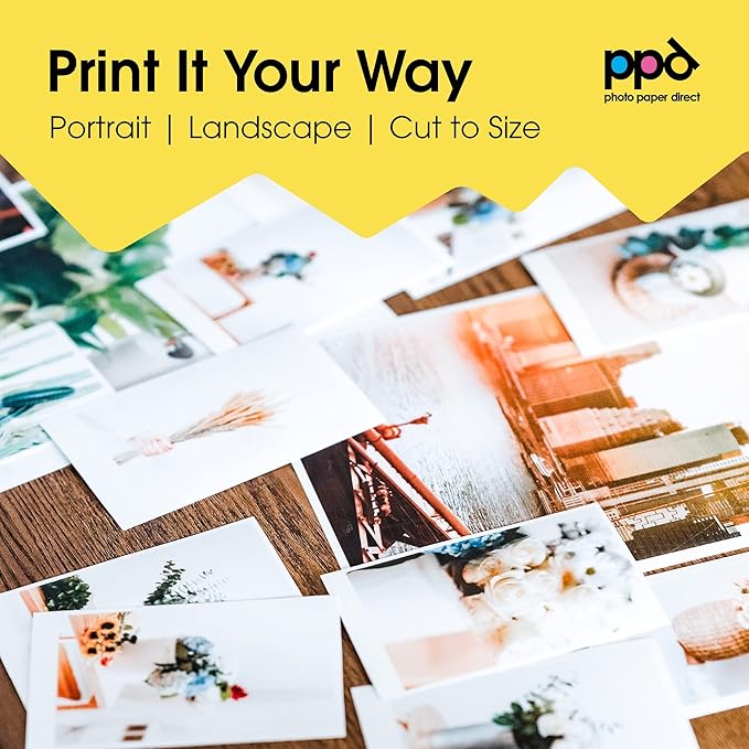 PPD Glossy Photo Paper for Inkjet Printer, 5 x 7" Premium Quality Printable Sheets for Custom Picture, Professional Photographic Instant Dry For with Normal, Dye or Pigment Ink (100 Pack/280 gsm)