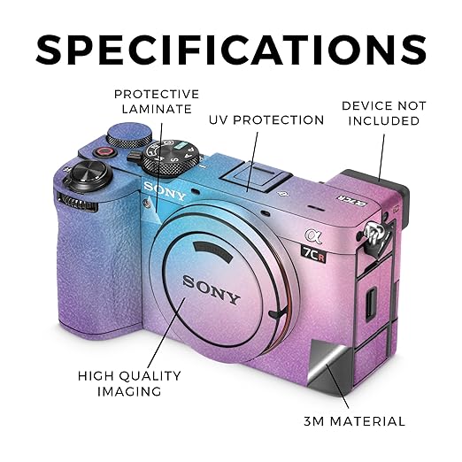 Glossy Glitter Camera Skin Compatible with Sony Alpha 7CR Camera (2023) - Royal Haze - Premium 3M Vinyl Protective Wrap Decal Cover - Easy to Apply | Crafted in The USA by MightySkins
