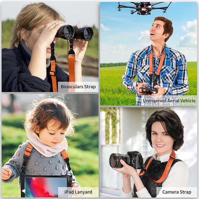 Adjustable Shoulder Strap, Nylon Camera Strap, Comfortable Neck Strap for iPad, Cellphone Tablet, Camera, Laptop, Binocular, Luggage Bag (Orange Universal Lanyard)