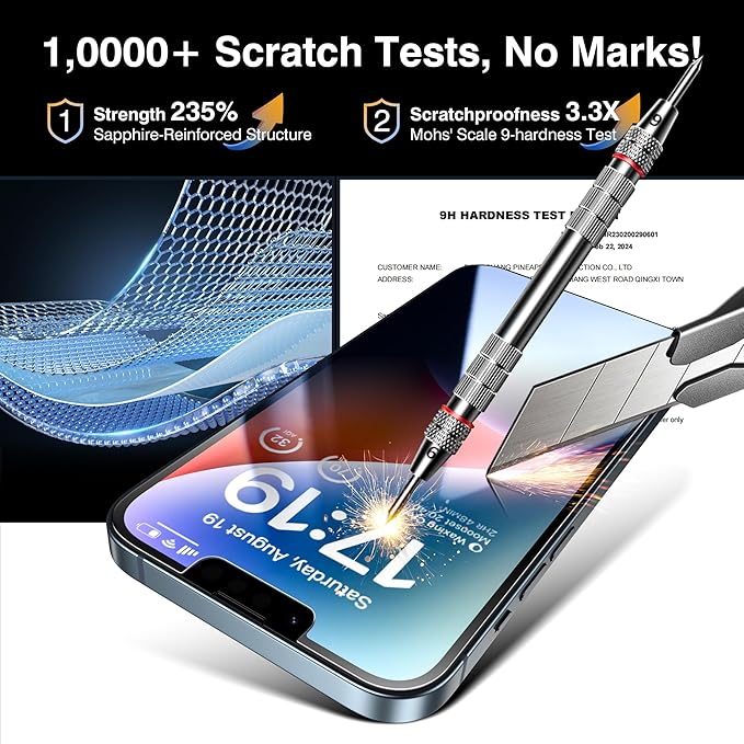 EZ-GLAZ-4+2 Pack for iPhone 14 Privacy Screen Protector[6.1 inches] With Camera Lens Protector, [Drop Protection] 9H Hardness Full Coverage Anti-Spy Tempered Glass Film, Easy to install