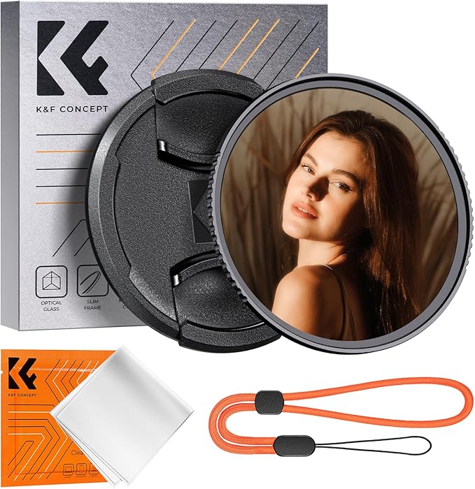 K&F CONCEPT 49mm Black Diffusion 1/4 Filter + Lens Cap, Mist Cinematic Effect Filter with 18 Multi-Layer Coatings Compatible with Fujifilm Fuji X100VI Adapter Ring(K-Series)
