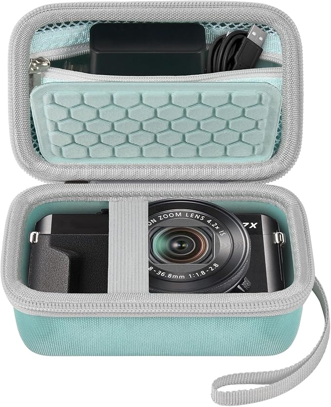 Digital Camera Carrying Case Compatible with Canon PowerShot G7 X Mark II/ G7X Mark III Digital 4K Vlogging Camera/for CAMKORY/for Lecran and More, Compact Small Camera Storage Bag for Kids (Green)