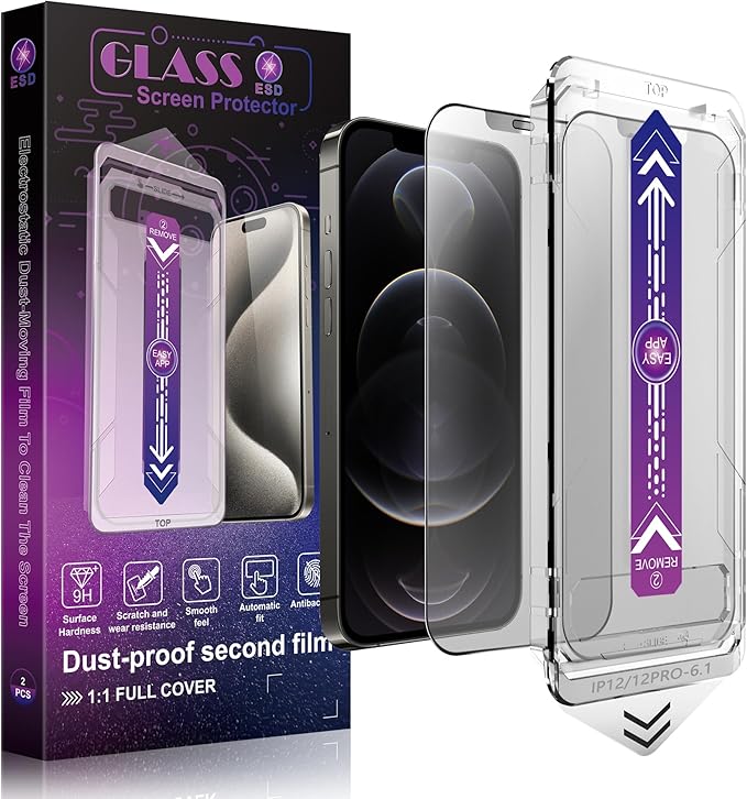 SHANG PIN JIA 2 Pack Matte Screen Protector for iPhone 12 and iPhone 12 Pro 6.1-Inch Auto Dust Removal, No Bubbles, Tempered Glass Film, Easy Installation