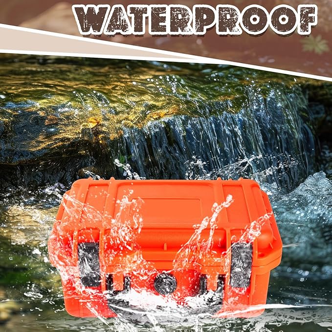 Relaxweex 1 Pcs 11.3 x 8.7 x 4.2 Inch Waterproof Hard Case with DIY Customizable Foam Insert Portable Protective Case with Knife for Camera Drones Equipments Tools Test Instruments (Reddish Orange)