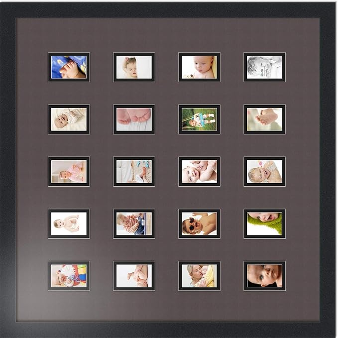Art to Frames Double-Multimat-398-119/89-FRBW26079 Collage Photo Frame Double Mat with 20-2x3 Openings and Satin Black Frame
