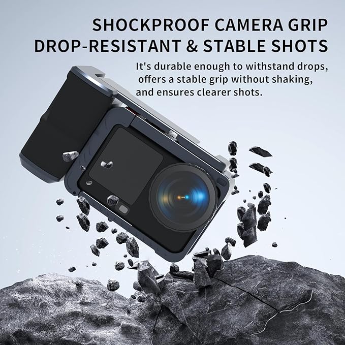 Aluminum Street Grip Kit for DJI OSMO Action 6 Accessories Grip Handle Set (Camera Grip+Ultra-Light Cage) Protective Metal Frame Action 6 Case with Multiple Expansion Interfaces, 1/4" Screw Hole (K11)