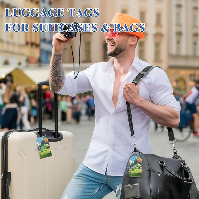 Luggage Tags for Suitcases, Luggage Tag, Personalized Bag Tags for Backpacks Handbag School Instrument with Name ID Label Travel Essentials, Cute Unique Fun Baggage Tags 2 Pack, Stegosaurus